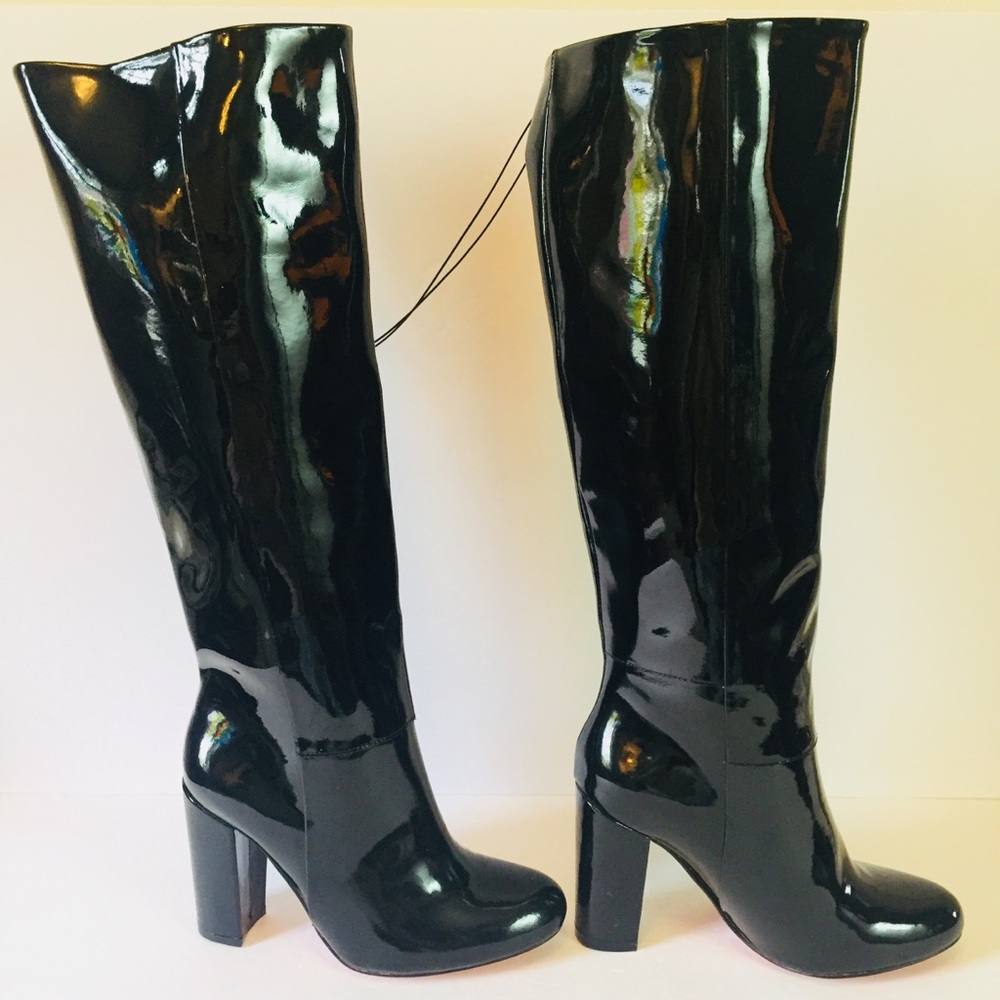 Maxgreat Black Glossy Patent Leather Heeled Boots - Picture 4 of 8
